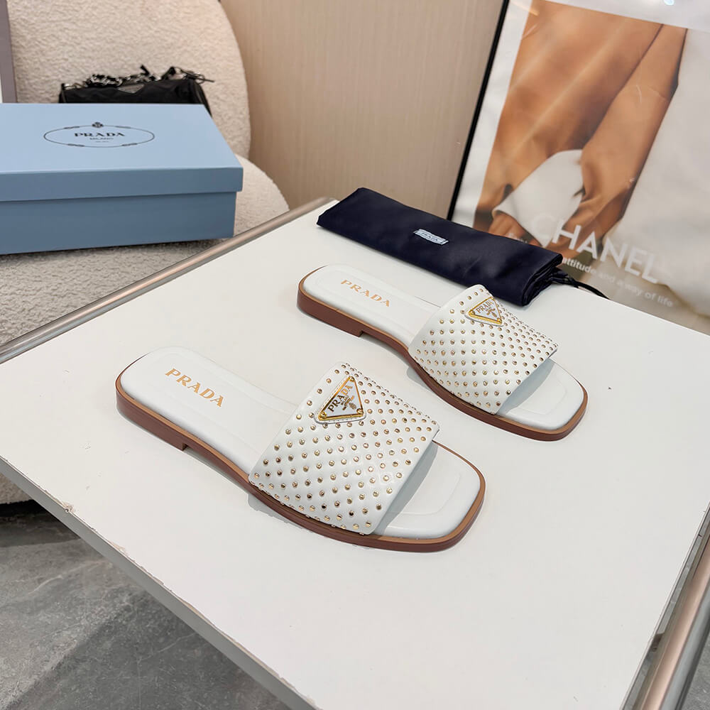 Prada Nappa leather slides with studs